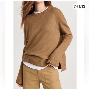 Jenni Kayne Everyday Sweater Dark Camel Wool Cashmere Blend. Size XS.